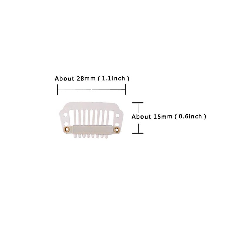 yantaisiyu 24 pcs/lot 28mm 8-teeth Metal Hair Extension Clips with Rubber Snap Closures for Hairpieces (Blonde) - Image 5